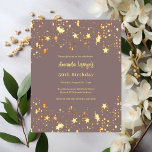 Inbjudan till dammsugare från guld<br><div class="desc">En modern inbjudan till snyggt för en vuxen party. En dammig färgad bakgrund,  dekorerad med gyllene stjärnor. Anpassa och lägg till ditt namn och information om party. 1 lakan = 1 inbjudan tryckt kant till kant.</div>