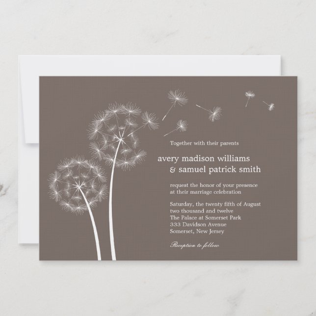 Inbjudan till Dandelion Vår bröllop (Framsida)