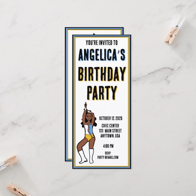 Inbjudan till danserpartiet Light Blue, Guld, Whit (Fram/Back In Situ)