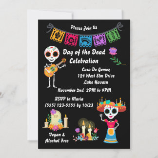 Inbjudan till Day of the dead Sugar Skull Skeleton
