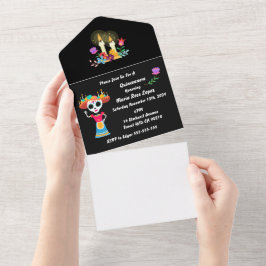 Inbjudan till Day of the dead Sugar Skull Skeleton