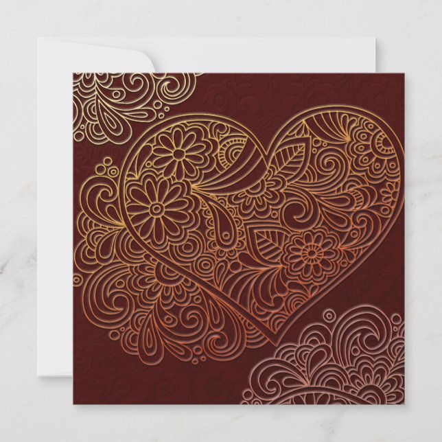 Inbjudan till Deco Art Brown Heart Wedding (Framsida)