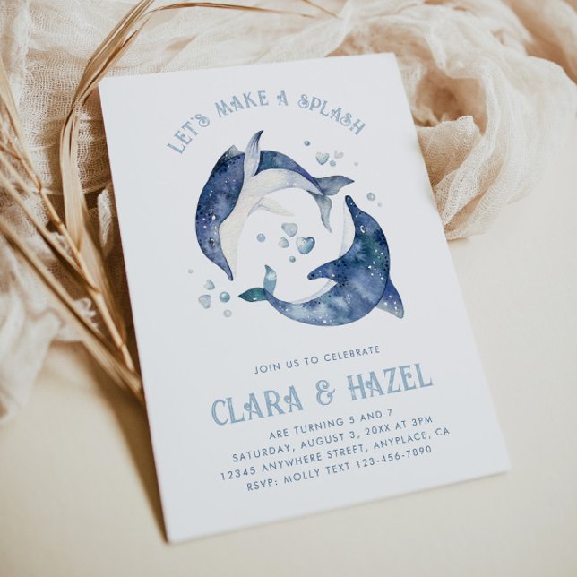 Inbjudan till deldofenivå för vattenfärgsdelfiner  (Skapare uppladdad)