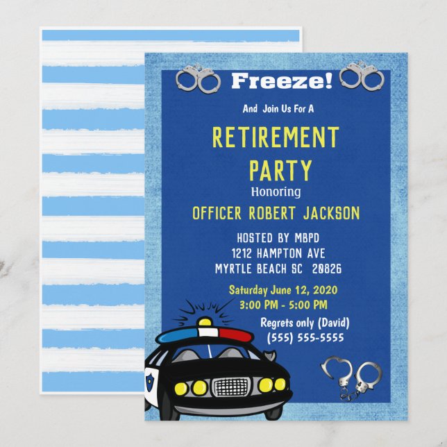 Inbjudan till den berömda polismannen Pension (Fram/baksida)