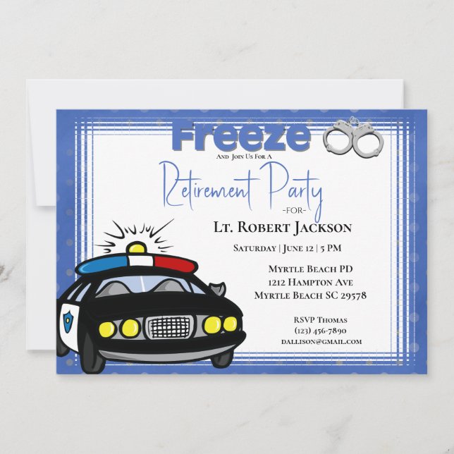 Inbjudan till den berömda polismannen Pension (Framsida)