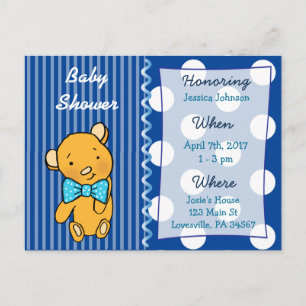 Inbjudan till den blå babyhandboken för Cute Nalle Vykort