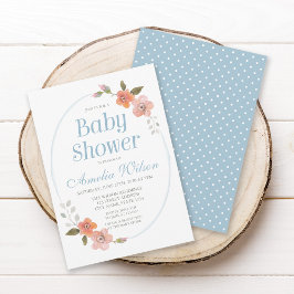 Inbjudan till den delikata Blommigten Blue Baby Sh