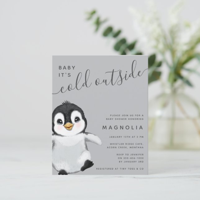 Inbjudan till den finstilta penguin-babyn (Stående Fram)