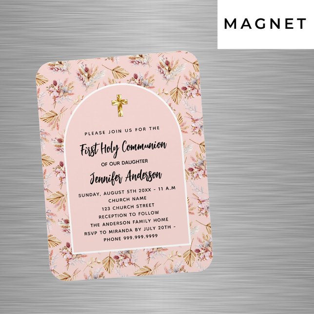 Inbjudan till den första blomsterpampan ro guld magnet (Skapare uppladdad)