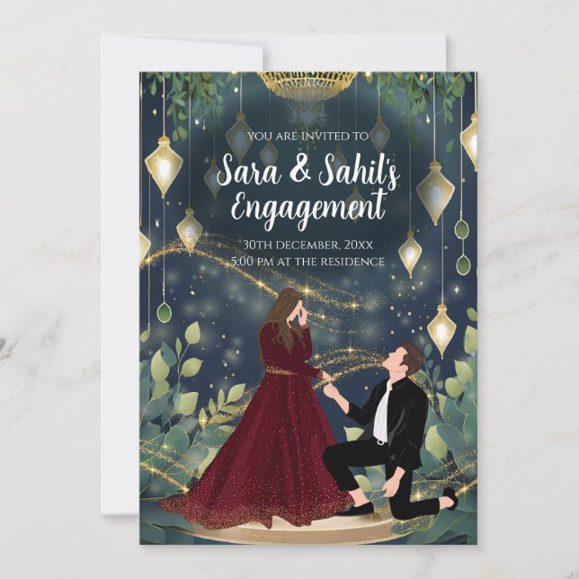 Inbjudan till den indiska Förlovningen Ring Ceremo (Framsida)