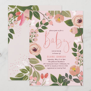 Inbjudan till den målade Blommigten Baby Shower