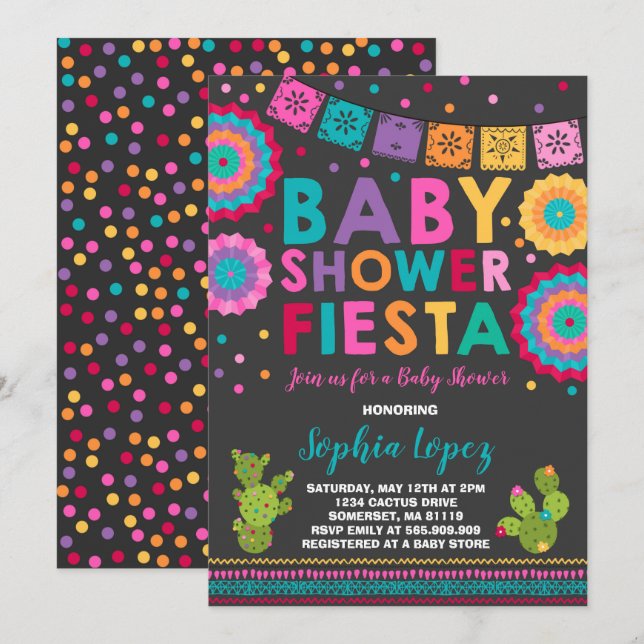 Inbjudan till den mexikanska babyduschen i Fiesta  (Fram/baksida)