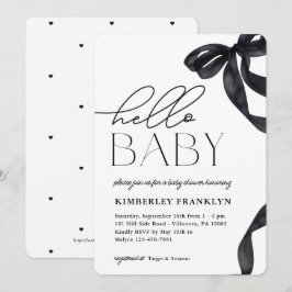 Inbjudan till den moderna Hej Baby Bow Baby Shower