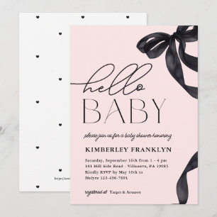 Inbjudan till den moderna Hej Baby Bow Girl Baby S