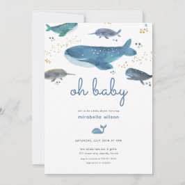 Inbjudan till den moderna Ocean Whale Baby Shower