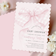 Inbjudan till den moderna Rosan Bow Baby Shower