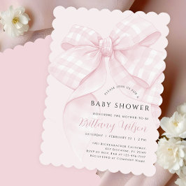 Inbjudan till den moderna Rosan Bow Baby Shower