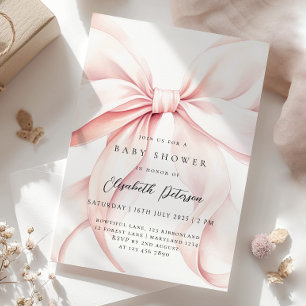 Inbjudan till den moderna Rosan Bow Baby Shower