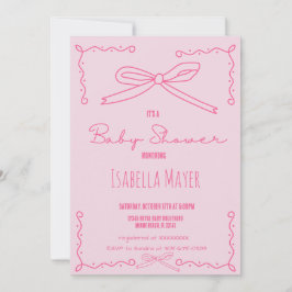 Inbjudan till den moderna Rosan Bow Baby Shower i 