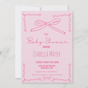 Inbjudan till den moderna Rosan Bow Baby Shower i