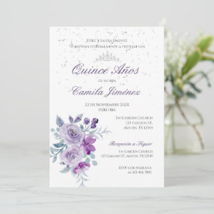 Inbjudan till den spanska blommigten Quinceanera l