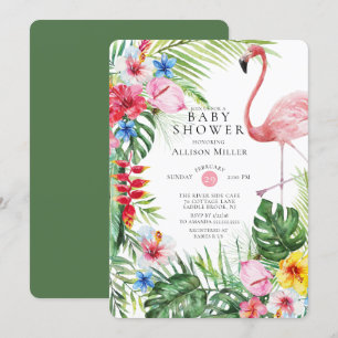 Inbjudan till den tropiska Blommigten Flamingo Bab