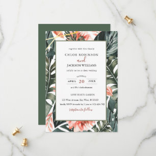 Inbjudan till den tropiska Blommigten Greenery Wed