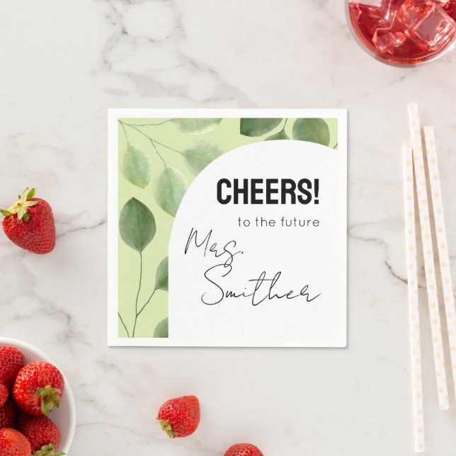 Inbjudan till den vackra gröna eukalyptus löv pappersservett (Insitu)