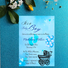 Inbjudan till den vackra Pojke Blue Baby Shower