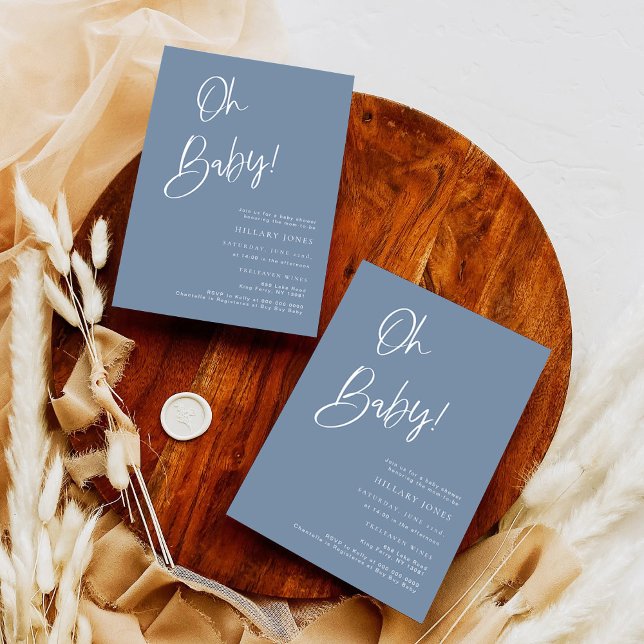 Inbjudan till Denim/ Dusty Blue Bohemian Baby Show (Skapare uppladdad)