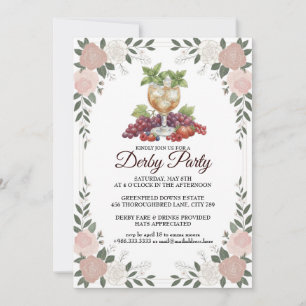 Inbjudan till Derbyfest med blomstermönster och Mi