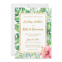 Inbjudan till destinationsbröllop för tropisk båge