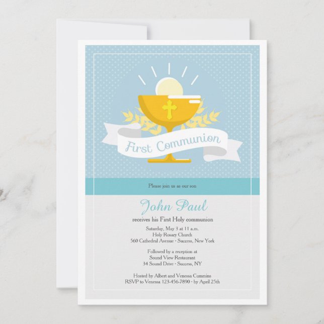 Inbjudan till det första gemensamma blått Polkadot (Framsida)