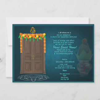 Inbjudan till det indiska Hindu House Warming Grih