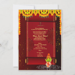Inbjudan till det indiska Hindu House Warming Grih