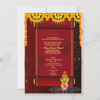 Inbjudan till det indiska Hindu House Warming Grih