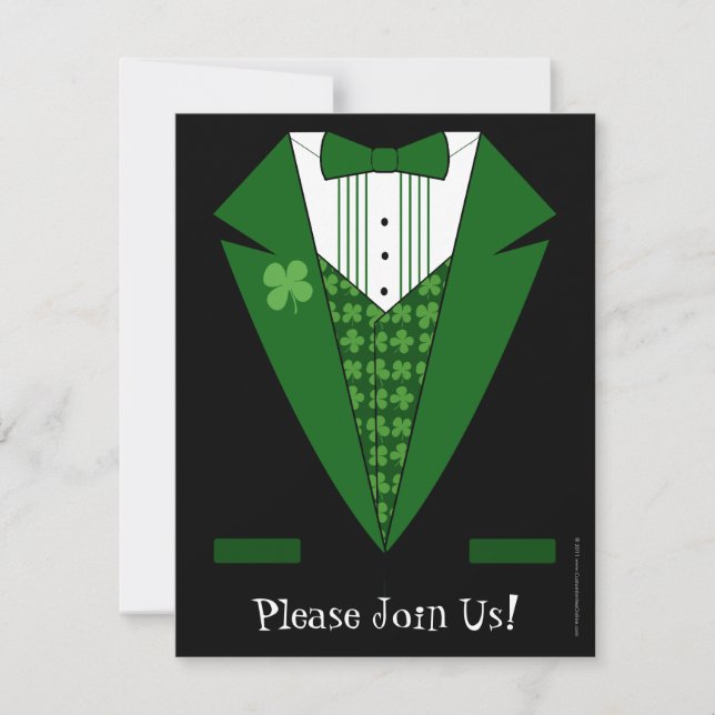 Inbjudan till det irländska Tuxedo St. Patrick-Day (Framsida)