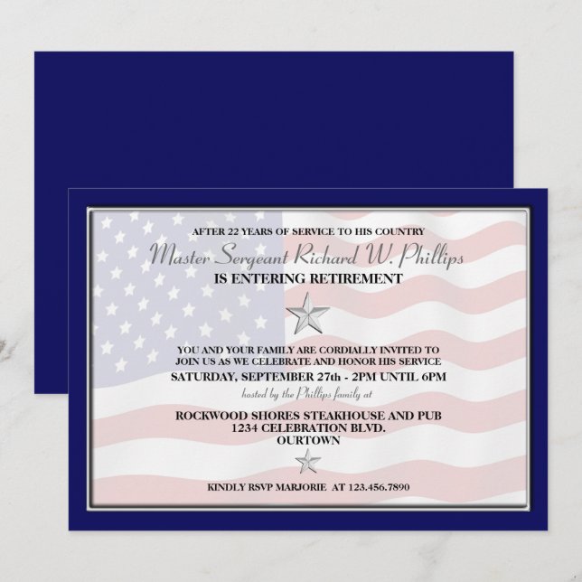 Inbjudan till det militära Pension-partiet (Fram/baksida)