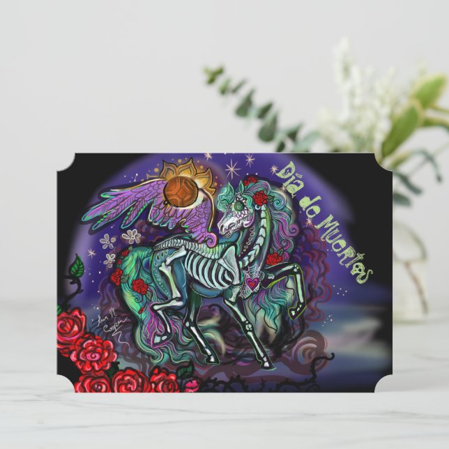 Inbjudan till Día de Muertos Horse (Stående Fram)