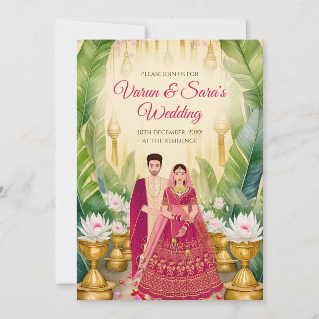 Inbjudan till Digital Hindu Wedding i Indiskt bröl (Framsida)