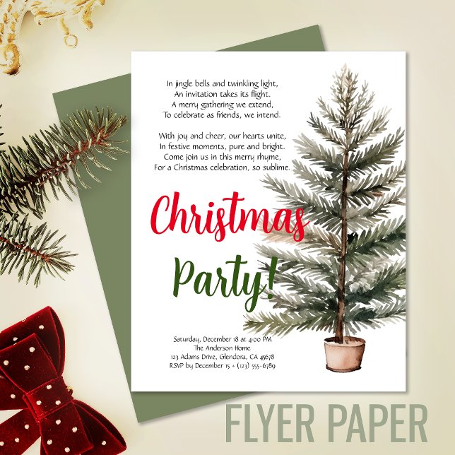 Inbjudan till Dikt i god jul Helgdag Flygblad (Exceptional value: budget-friendly Christmas invitation for memorable events and cost saving!)