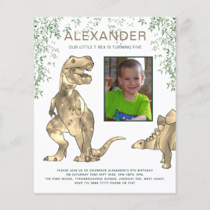 Inbjudan till Dinosaur-födelsedagsfest-foto Flygblad