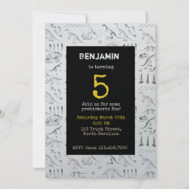 Inbjudan till Dinosaur Fossils Mönster Barns födel