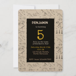 Inbjudan till Dinosaur Fossils Mönster Barns födel