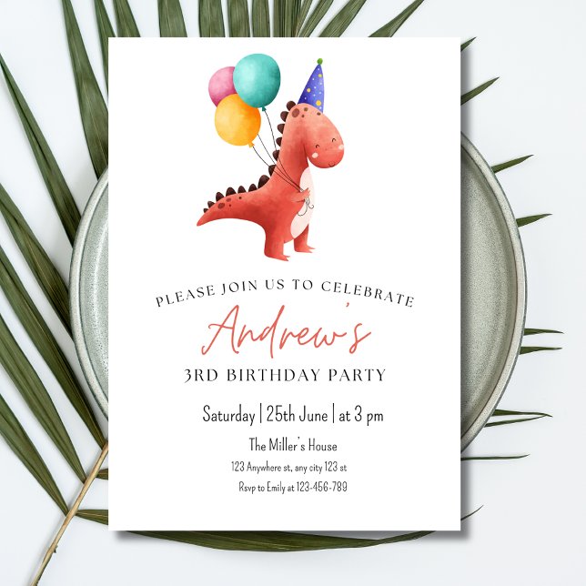Inbjudan till Dinosaur Jurassic Party Boys Three r (Skapare uppladdad)