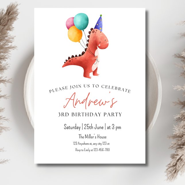 Inbjudan till Dinosaur Jurassic Party Boys Three r (Skapare uppladdad)