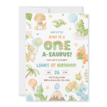 Inbjudan till Dinosaur One-A-Saurus 1:a födelsedag