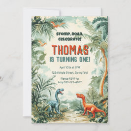 Inbjudan till dinosaur-temat födelsedagsmöte