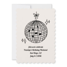 Inbjudan till Disco Boll Födelsedagsfest Helg