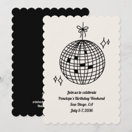 Inbjudan till Disco Boll Födelsedagsfest Helg